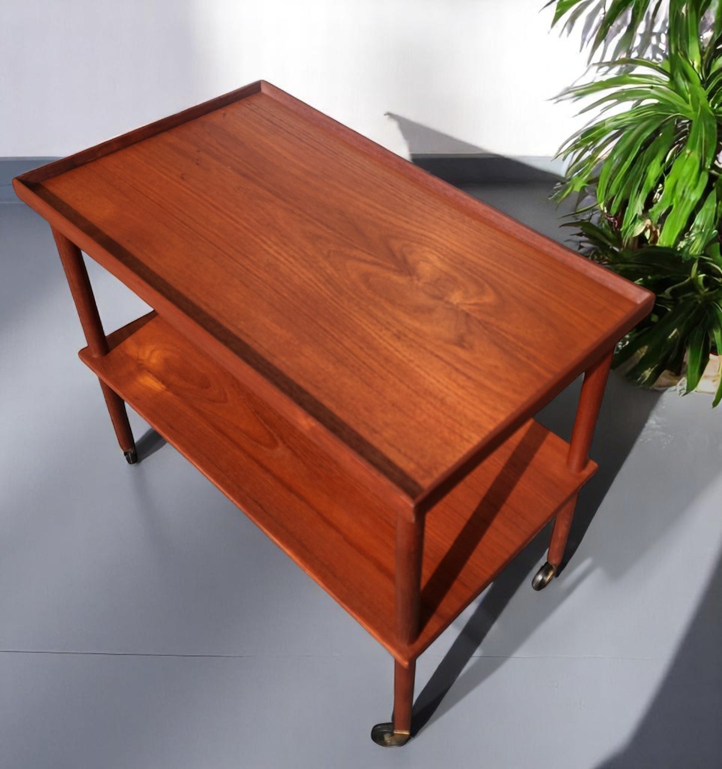 REFINISHED Danish Mid Century Modern Teak Bar Cart or Drinks Trolley