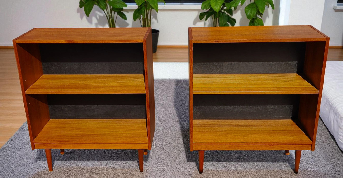 2 REFINISHED Danish Mid Century Modern Teak Bookcases 31.5"