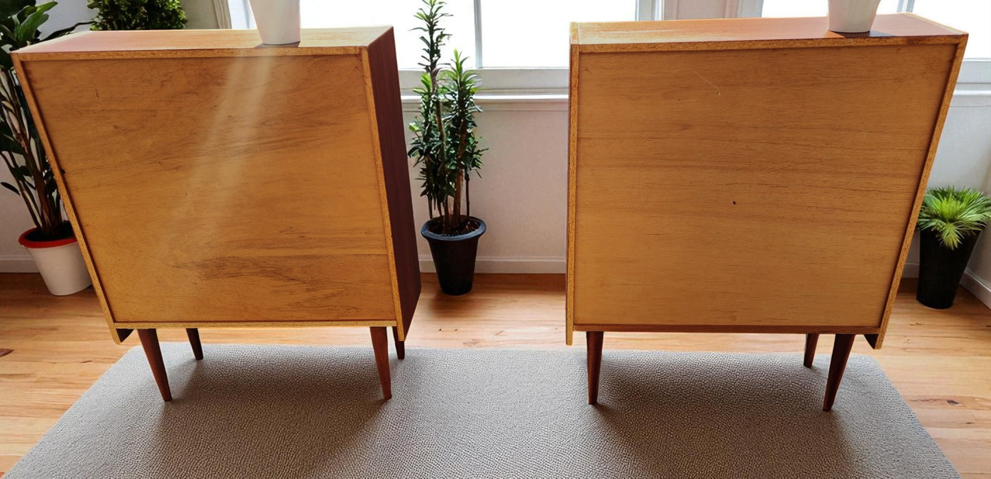 2 REFINISHED Danish Mid Century Modern Teak Bookcases 31.5"