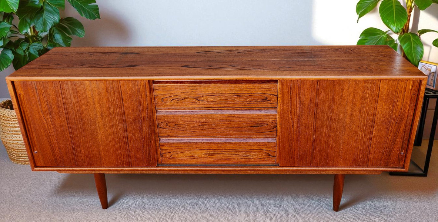 REFINISHED Danish Mid Century Teak Credenza Buffet 6 ft Narrow