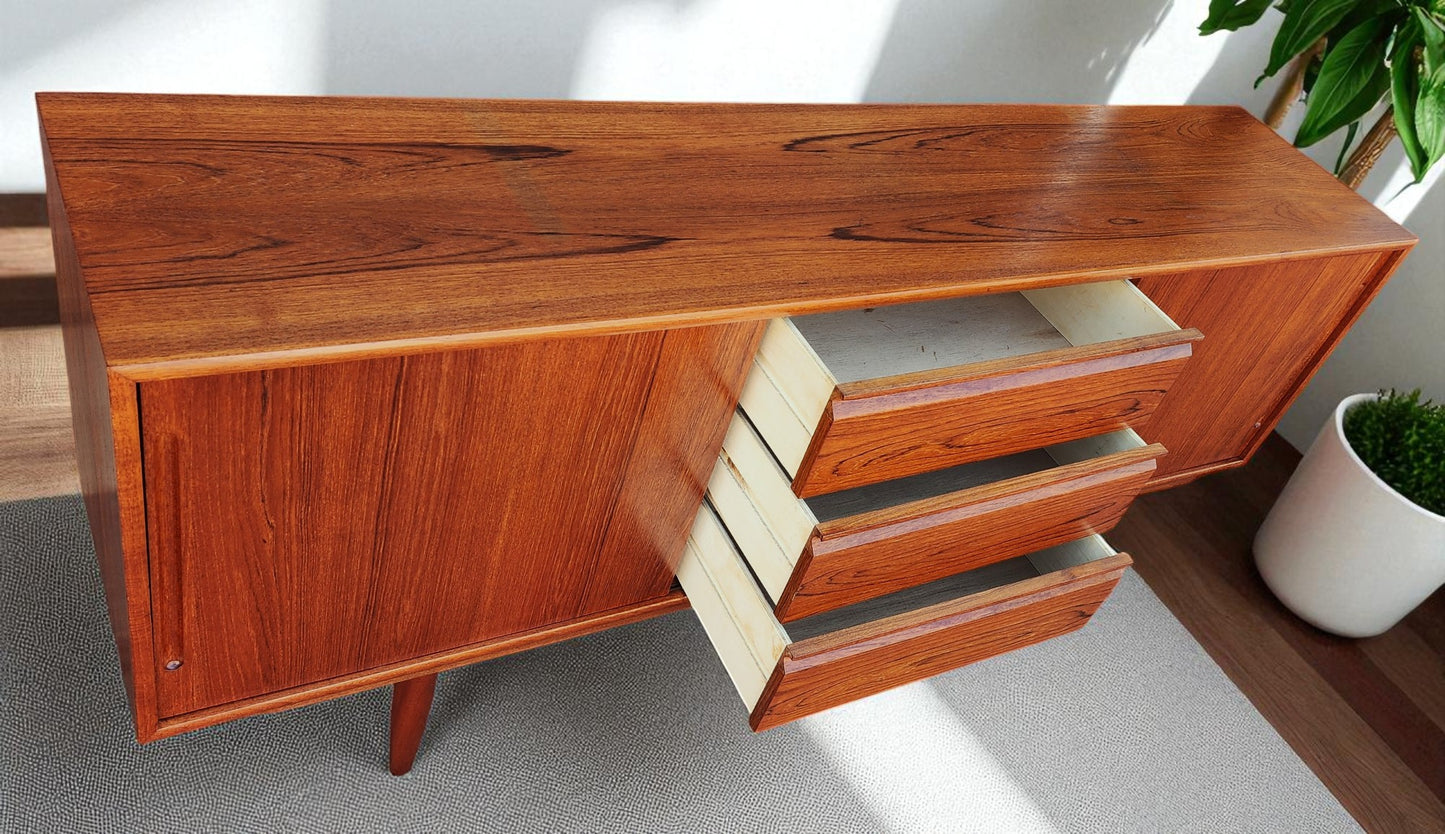 REFINISHED Danish Mid Century Teak Credenza Buffet 6 ft Narrow
