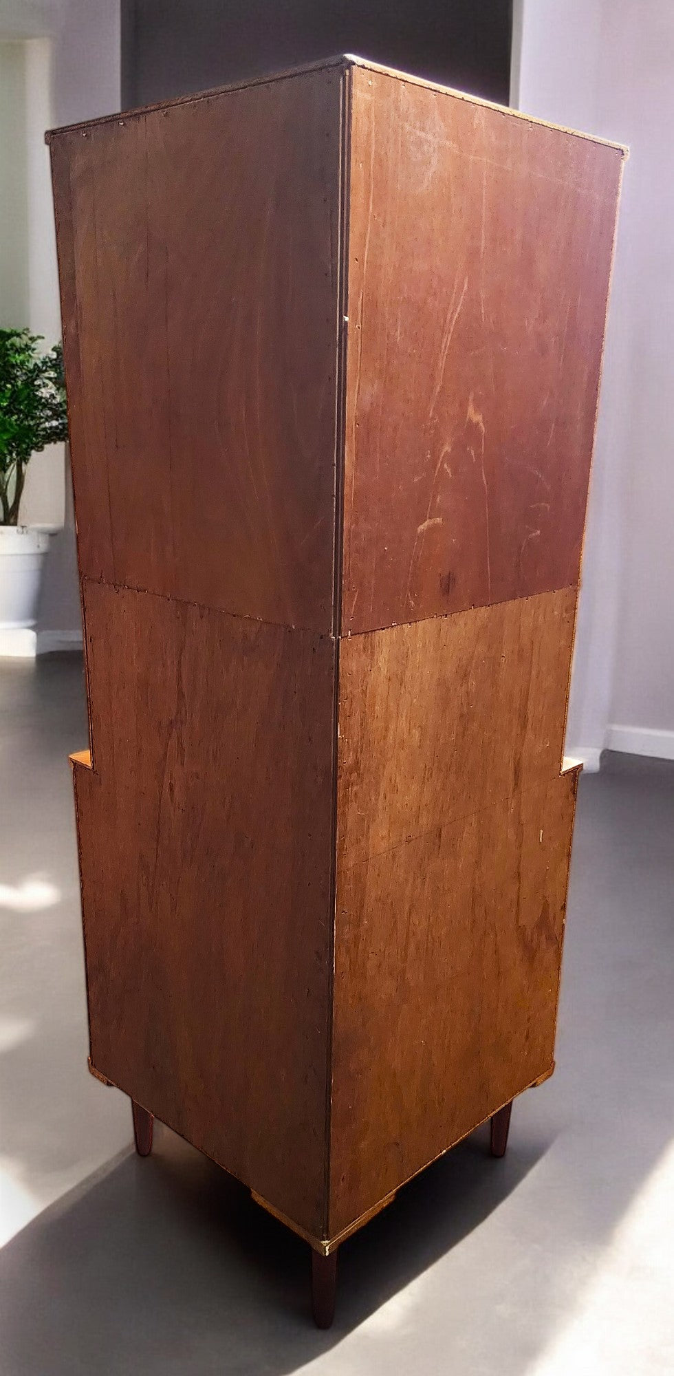RESTORED Danish Mid Century Modern Teak Corner Cabinet w Bar