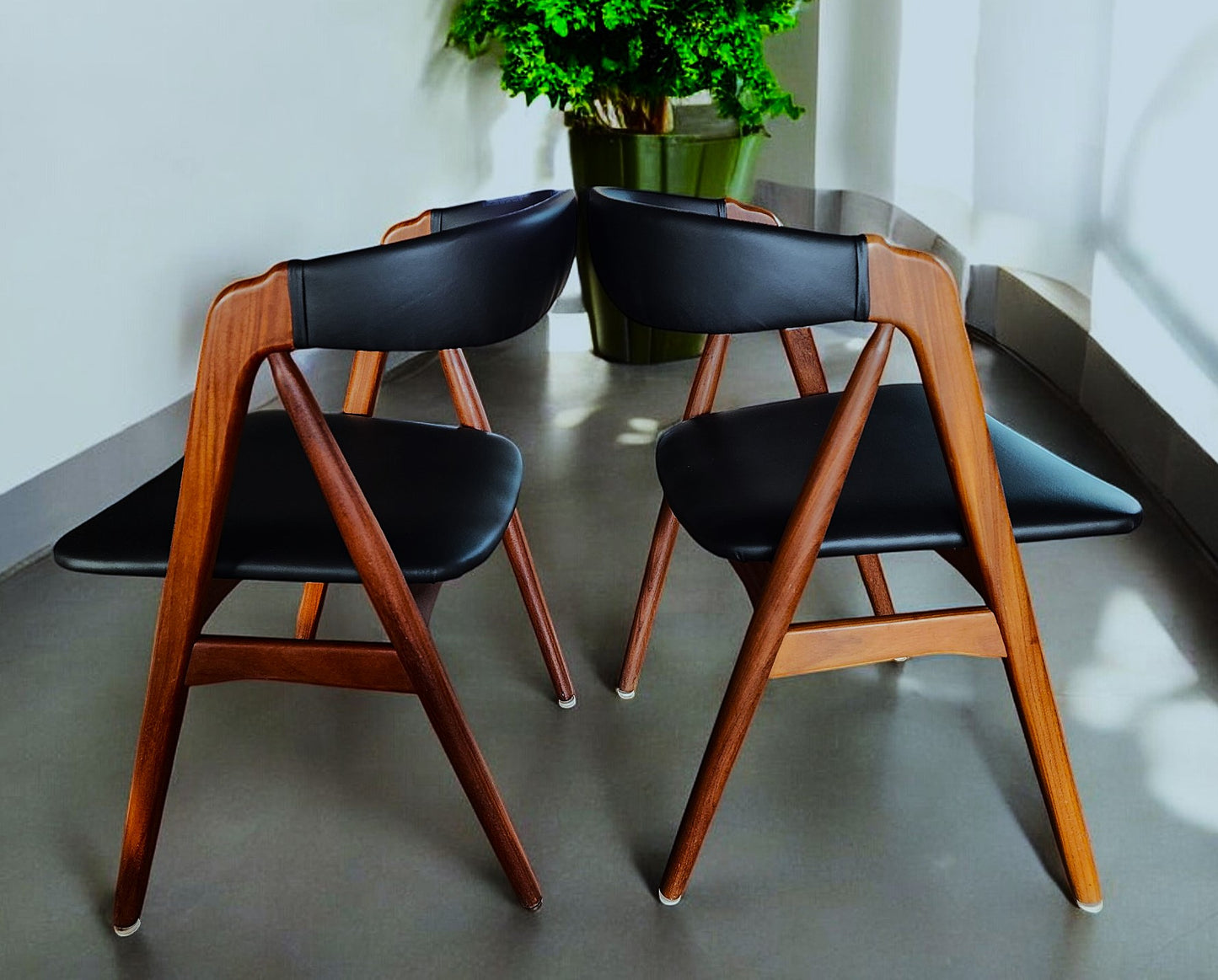 2 RESTORED REUPHOLSTERED Danish MCM Teak Armchairs by Th. Harlev #205