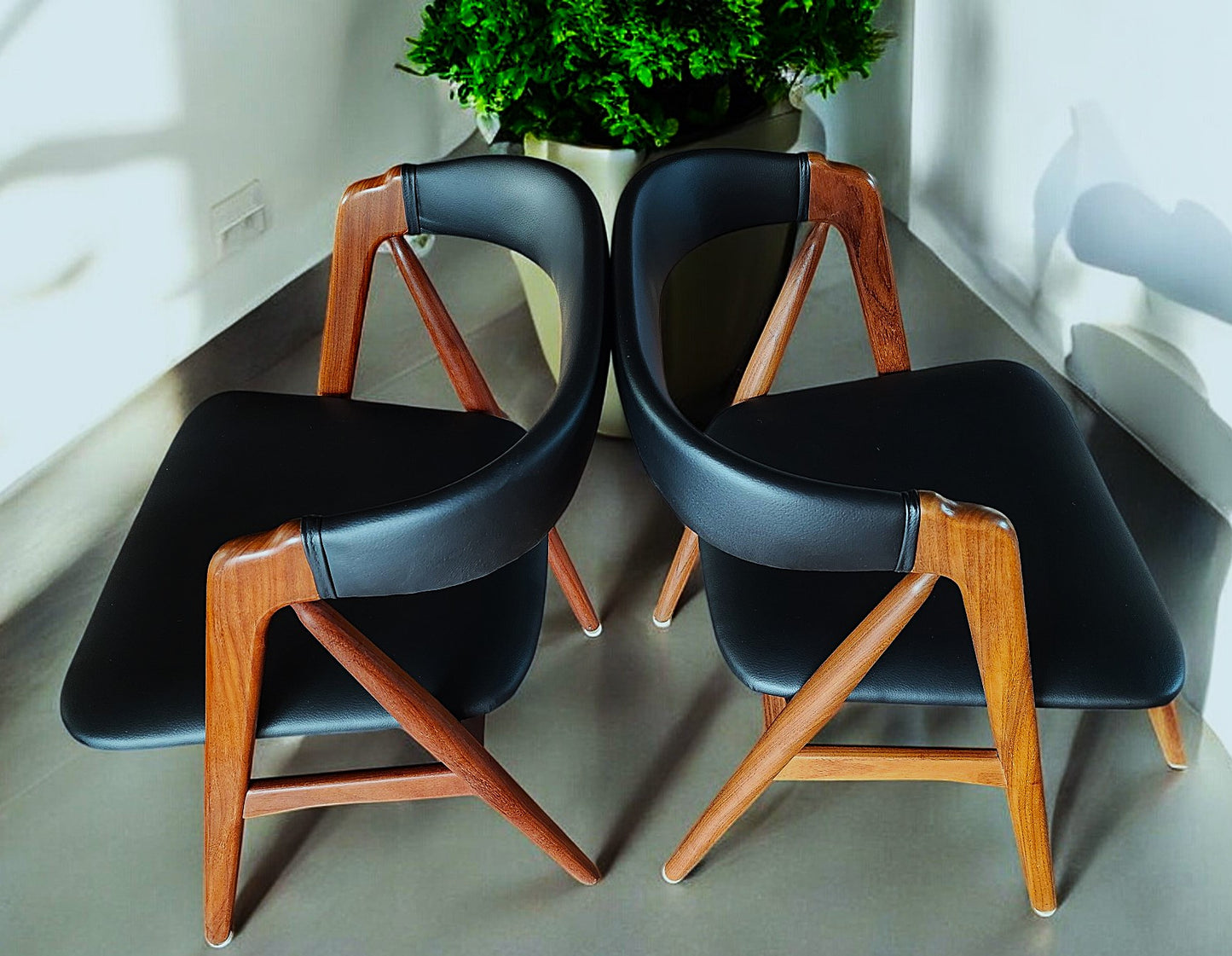 2 RESTORED REUPHOLSTERED Danish MCM Teak Armchairs by Th. Harlev #205