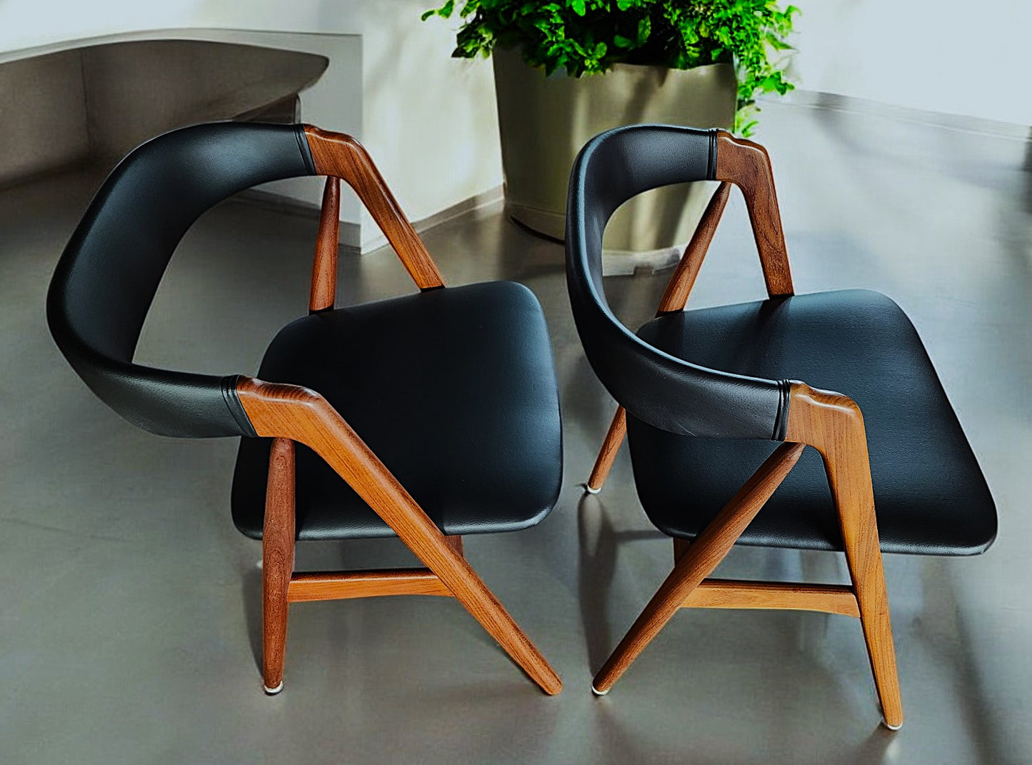 2 RESTORED REUPHOLSTERED Danish MCM Teak Armchairs by Th. Harlev #205