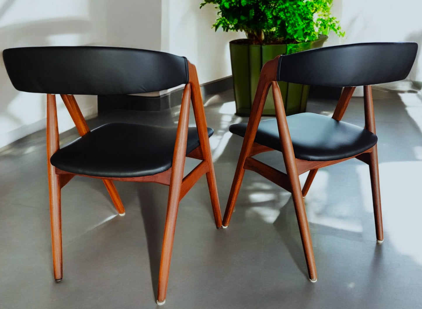 2 RESTORED REUPHOLSTERED Danish MCM Teak Armchairs by Th. Harlev #205