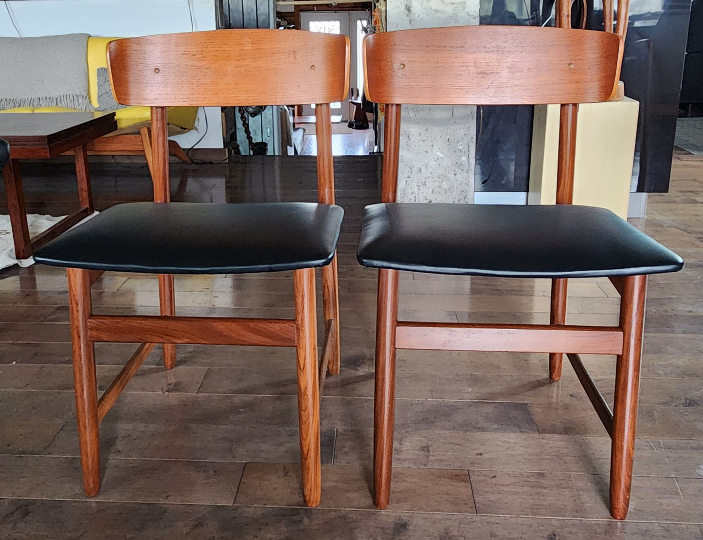 2 REFINISHED REUPHOLSTERED Danish Mid Century Modern Teak Chairs