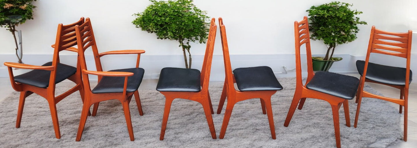 6 RESTORED Danish Mid Century Modern Teak Chairs (2 arm, 4 side) # 83 by Boltinge