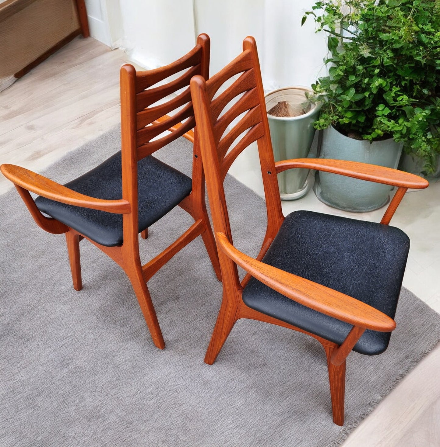 6 RESTORED Danish Mid Century Modern Teak Chairs (2 arm, 4 side) # 83 by Boltinge