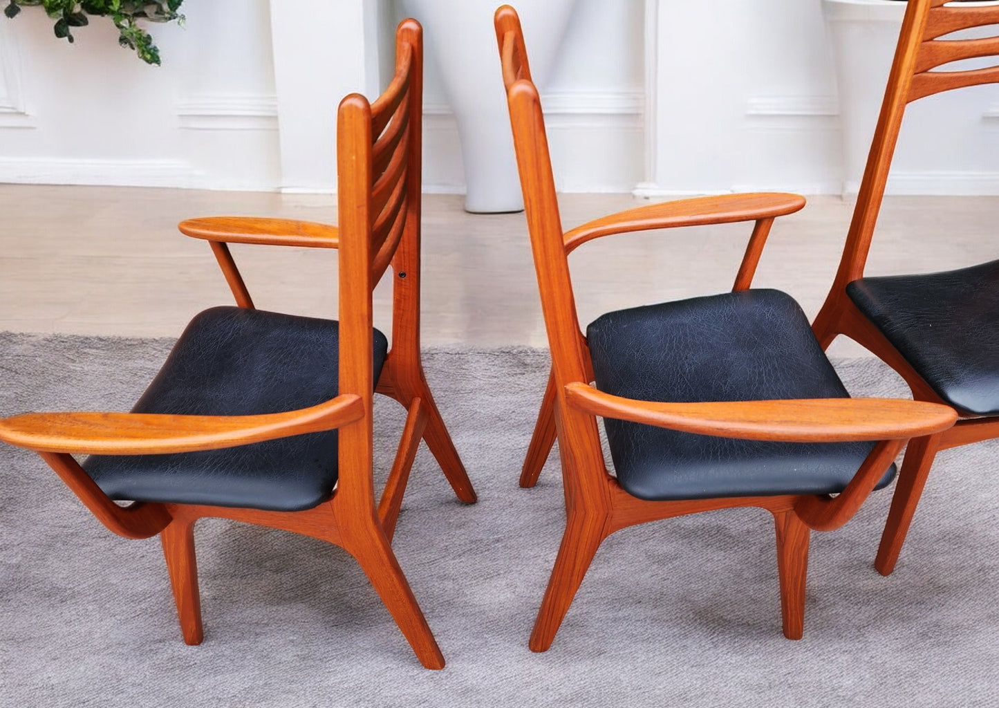 6 RESTORED Danish Mid Century Modern Teak Chairs (2 arm, 4 side) # 83 by Boltinge