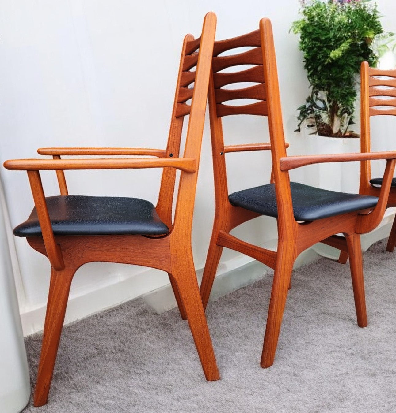 6 RESTORED Danish Mid Century Modern Teak Chairs (2 arm, 4 side) # 83 by Boltinge