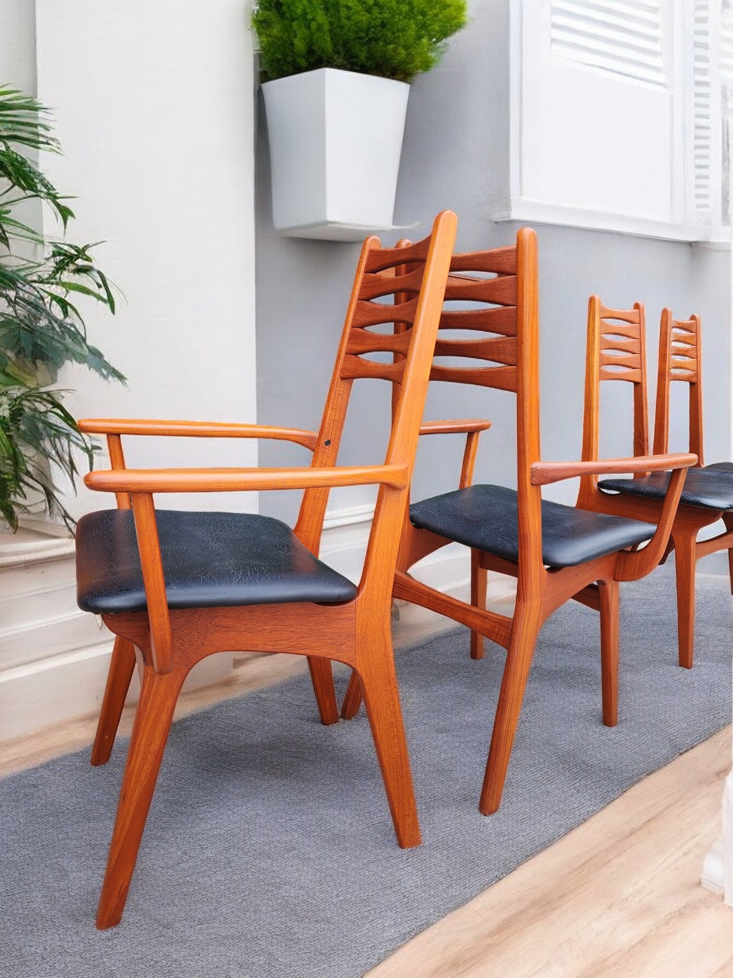 6 RESTORED Danish Mid Century Modern Teak Chairs (2 arm, 4 side) # 83 by Boltinge