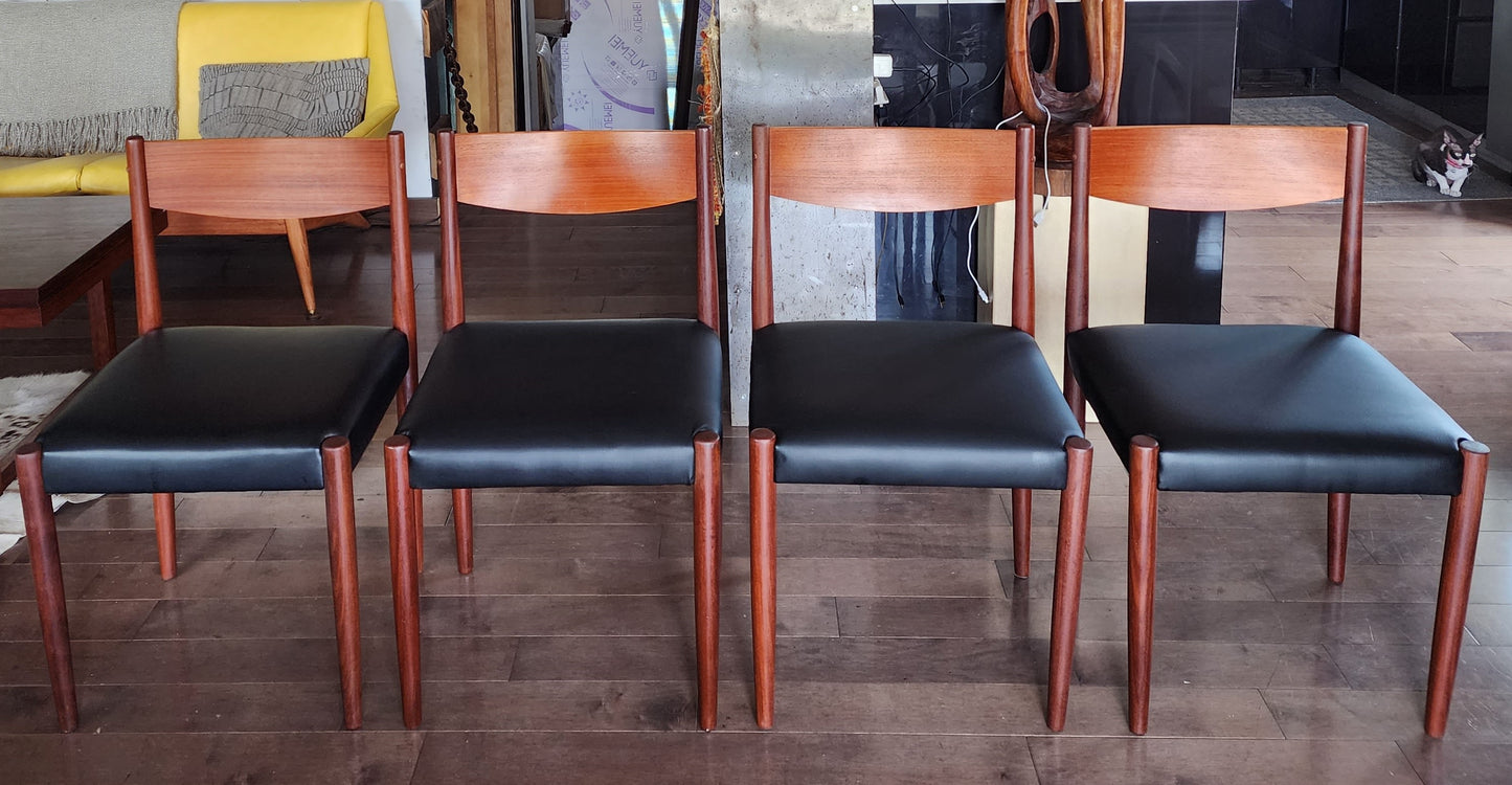 4 REFINISHED REUPHOLSTERED Danish MCM Teak Chairs by P. Volther for Frem Rojle