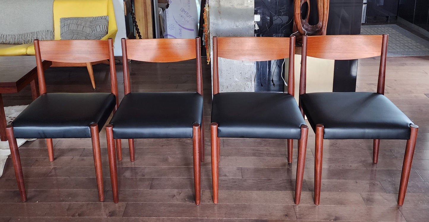 4 REFINISHED REUPHOLSTERED Danish MCM Teak Chairs by P. Volther for Frem Rojle