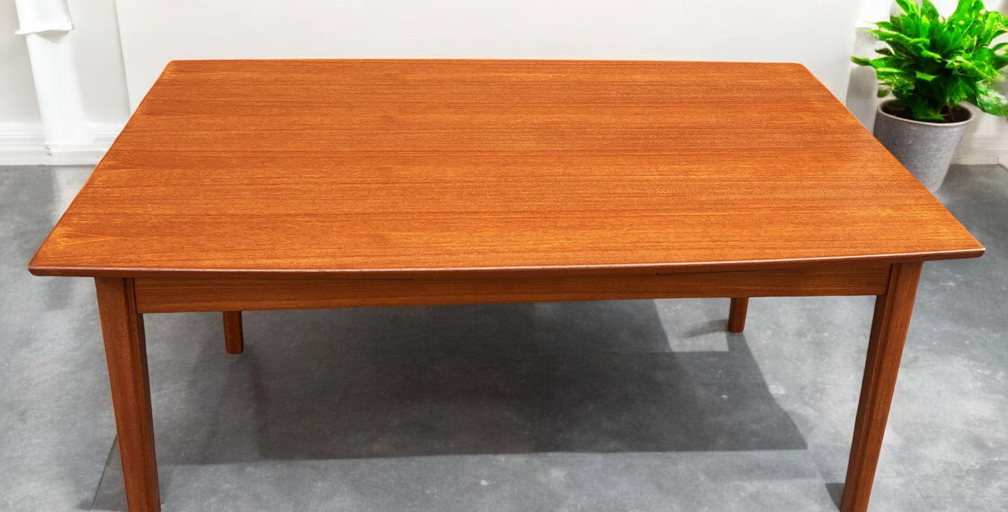 REFINISHED Danish MCM Teak Draw Leaf Surfboard Shape Table by DYRLUND 59"-102"