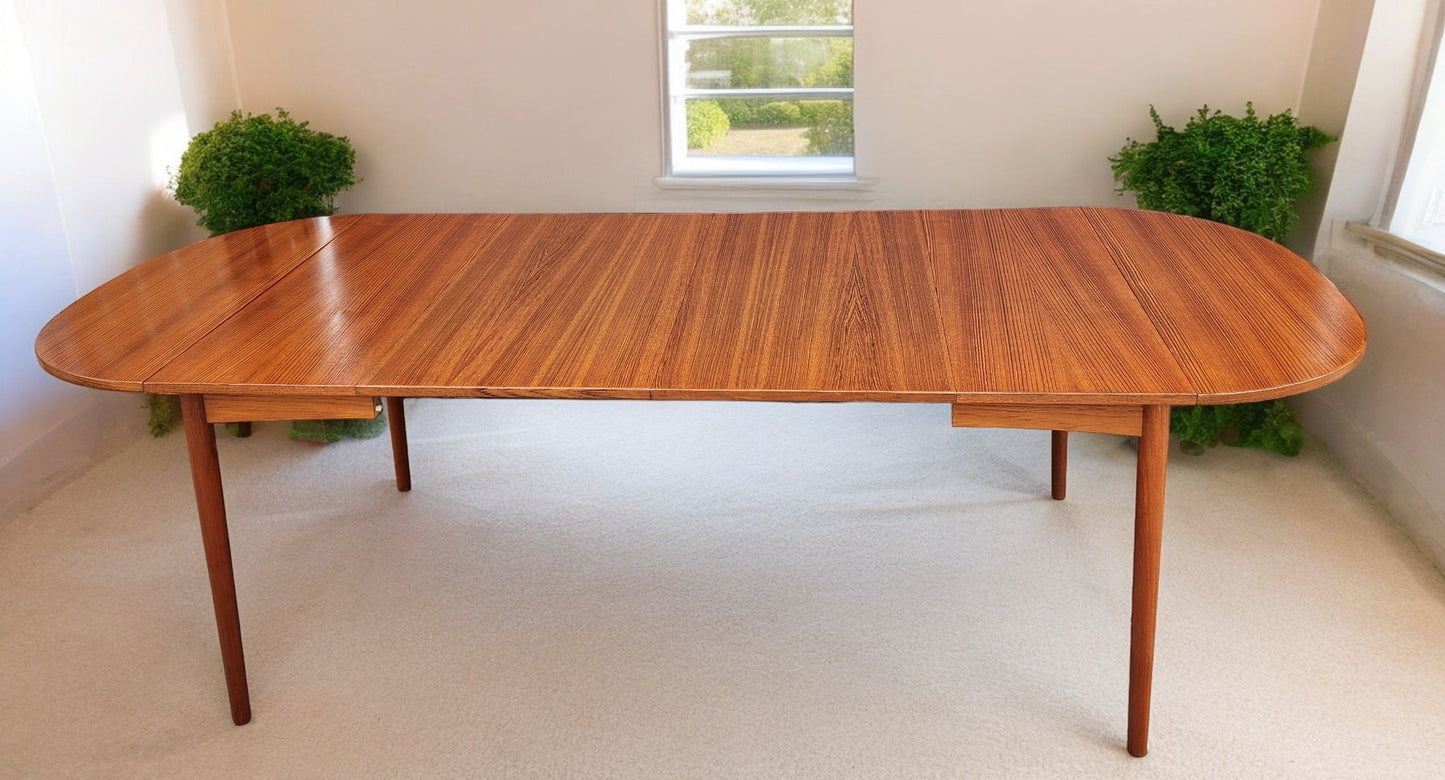 REFINISHED Danish MCM Teak Table w 4 Leaves by S.A. Madsen 19.75"- 98.5"