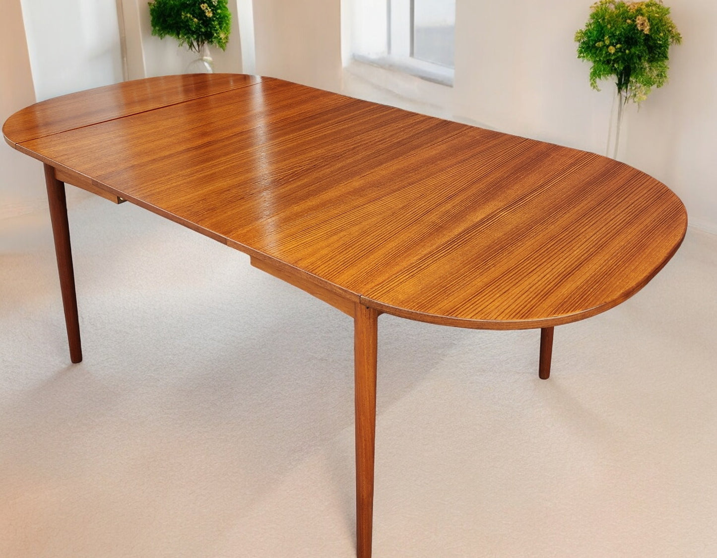 REFINISHED Danish MCM Teak Table w 4 Leaves by S.A. Madsen 19.75"- 98.5"