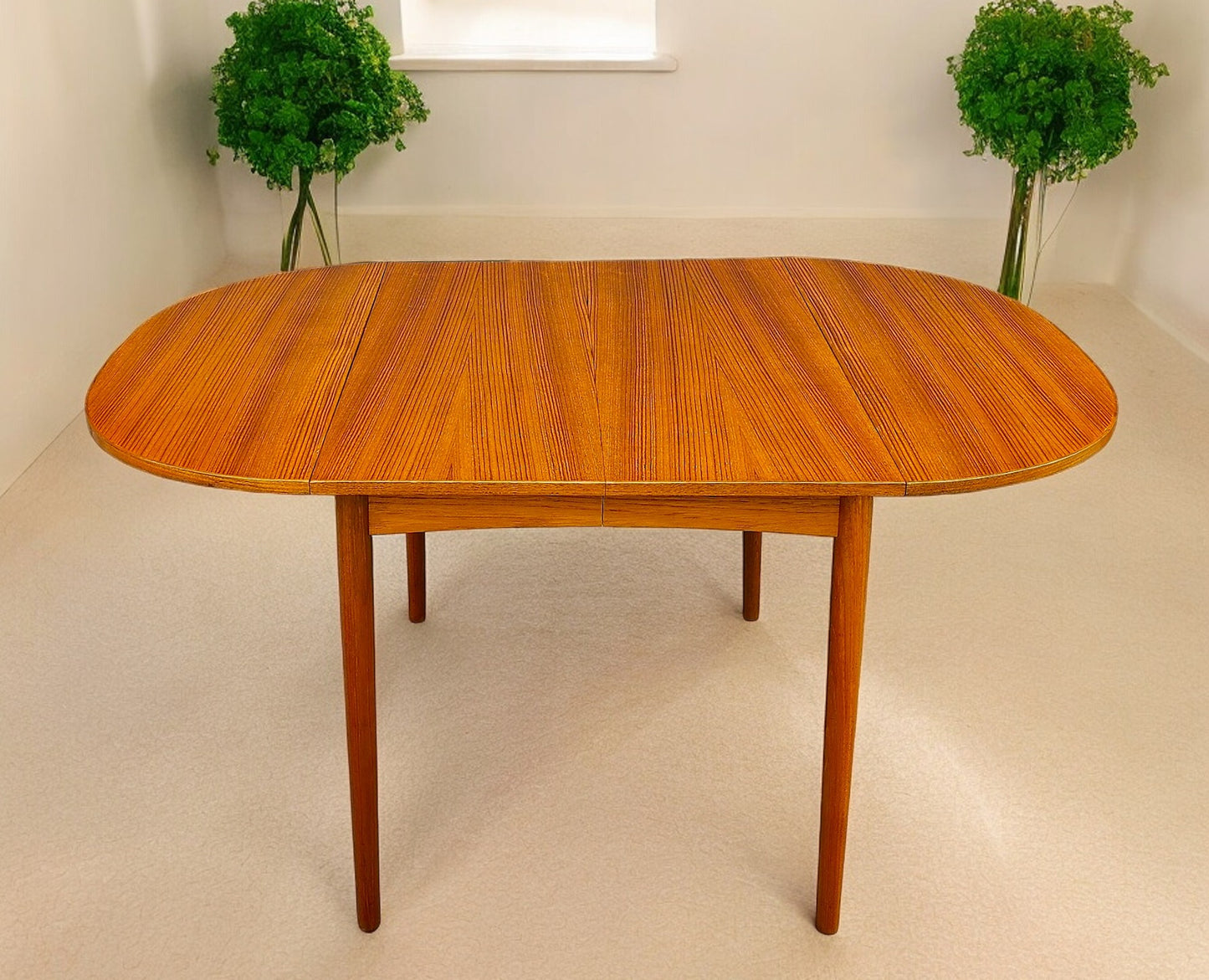 REFINISHED Danish MCM Teak Table w 4 Leaves by S.A. Madsen 19.75"- 98.5"