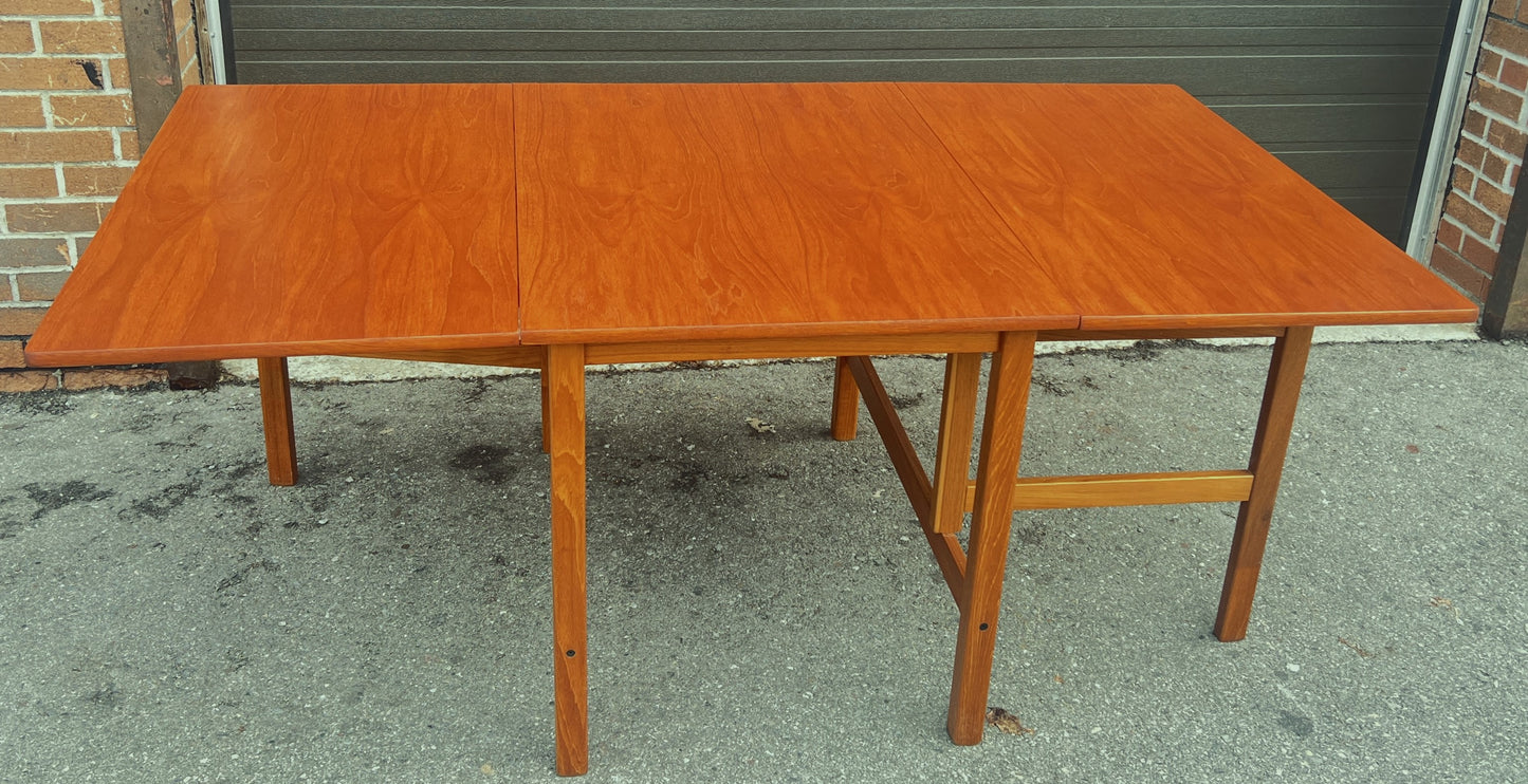 REFINISHED Danish Mid Century Modern Teak Gate-Leg/ Drop Leaf Table 27.5"- 70.5"