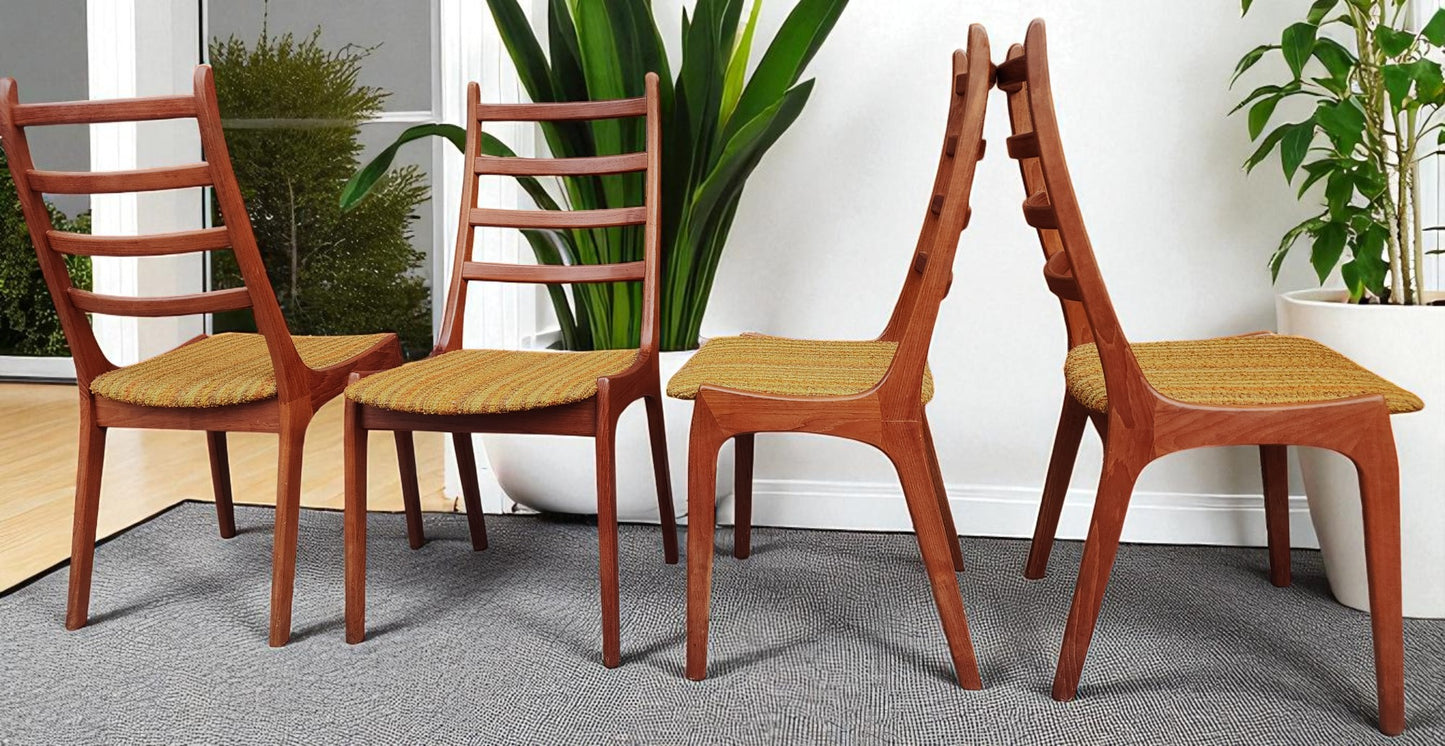 4 RESTORED Danish MCM Teak Ladder-Back Chairs by Kai Kristiansen for Korup Stolefabrik