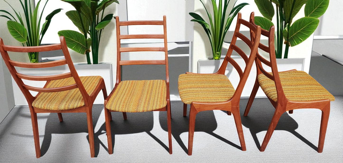 4 RESTORED Danish MCM Teak Ladder-Back Chairs by Kai Kristiansen for Korup Stolefabrik