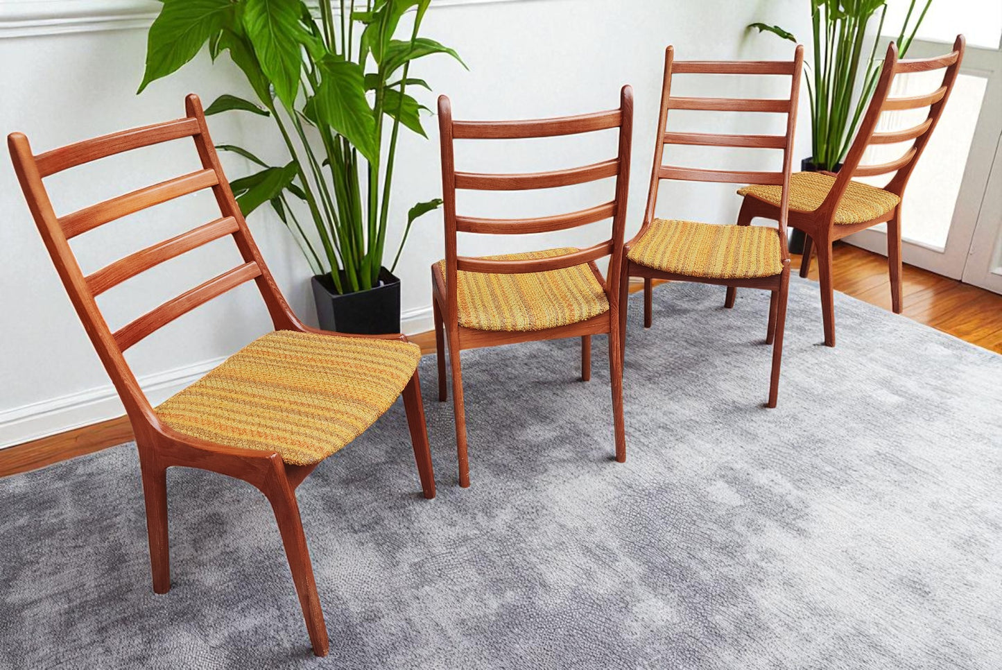 4 RESTORED Danish MCM Teak Ladder-Back Chairs by Kai Kristiansen for Korup Stolefabrik