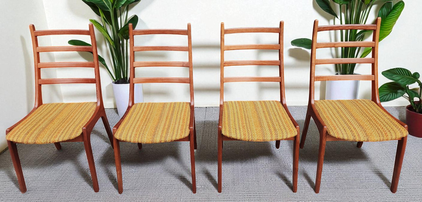 4 RESTORED Danish MCM Teak Ladder-Back Chairs by Kai Kristiansen for Korup Stolefabrik