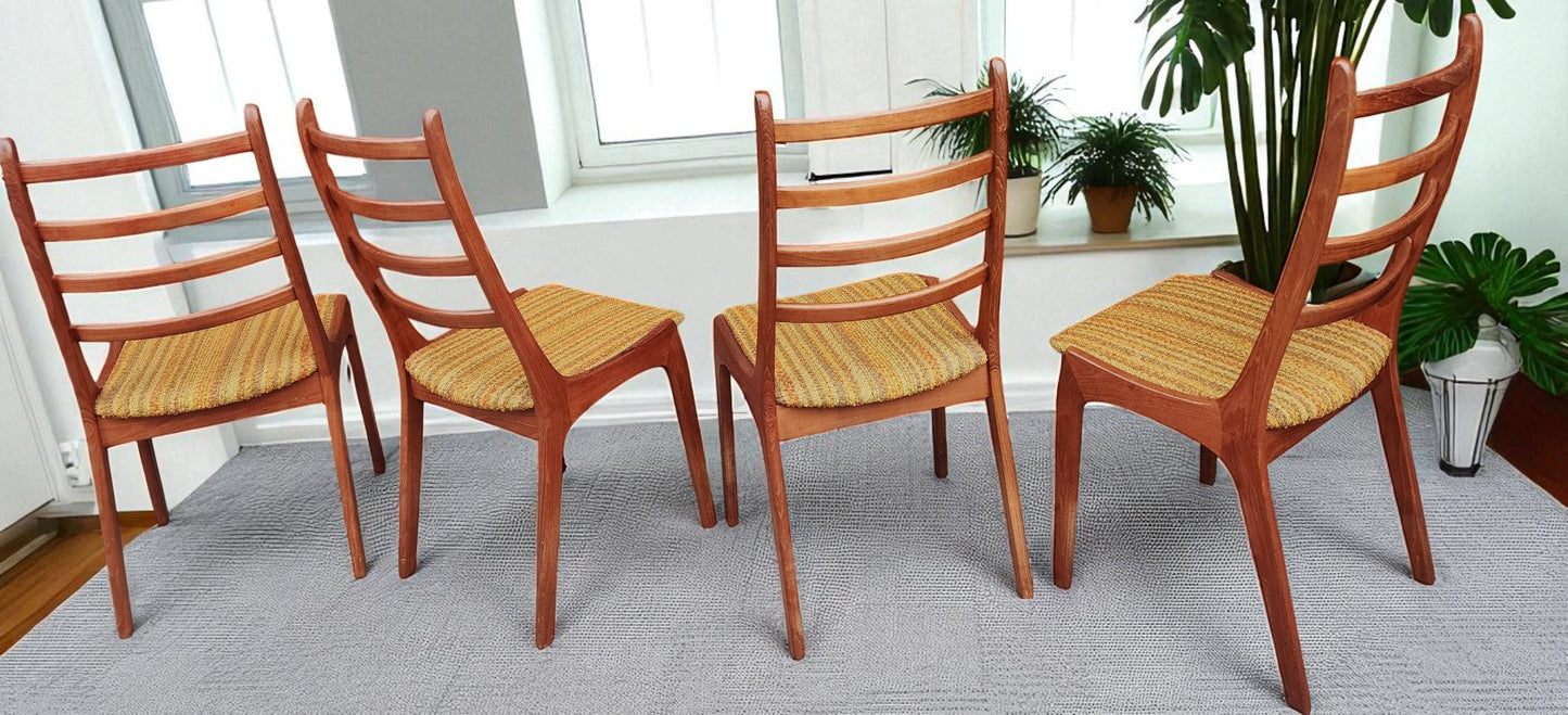 4 RESTORED Danish MCM Teak Ladder-Back Chairs by Kai Kristiansen for Korup Stolefabrik