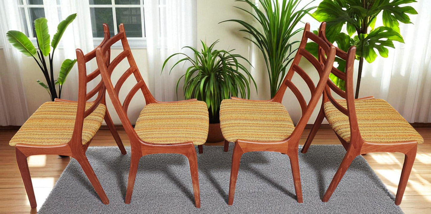 4 RESTORED Danish MCM Teak Ladder-Back Chairs by Kai Kristiansen for Korup Stolefabrik
