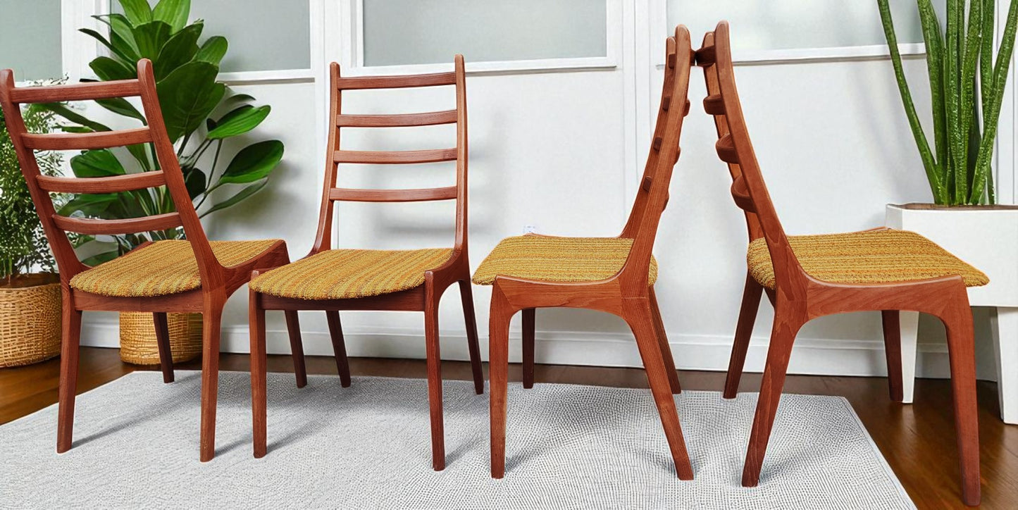 4 RESTORED Danish MCM Teak Ladder-Back Chairs by Kai Kristiansen for Korup Stolefabrik