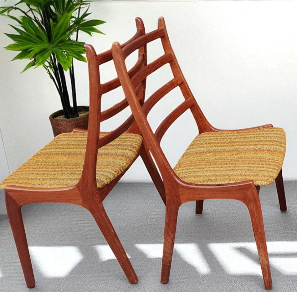 4 RESTORED Danish MCM Teak Ladder-Back Chairs by Kai Kristiansen for Korup Stolefabrik