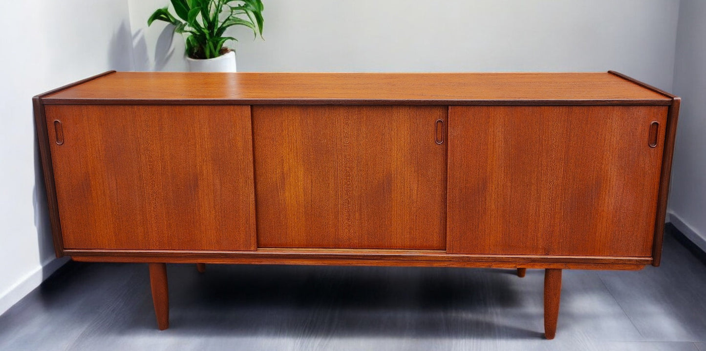 REFINISHED Danish Mid Century Modern Teak Sideboard by Dyrlund 71.25" Narrow