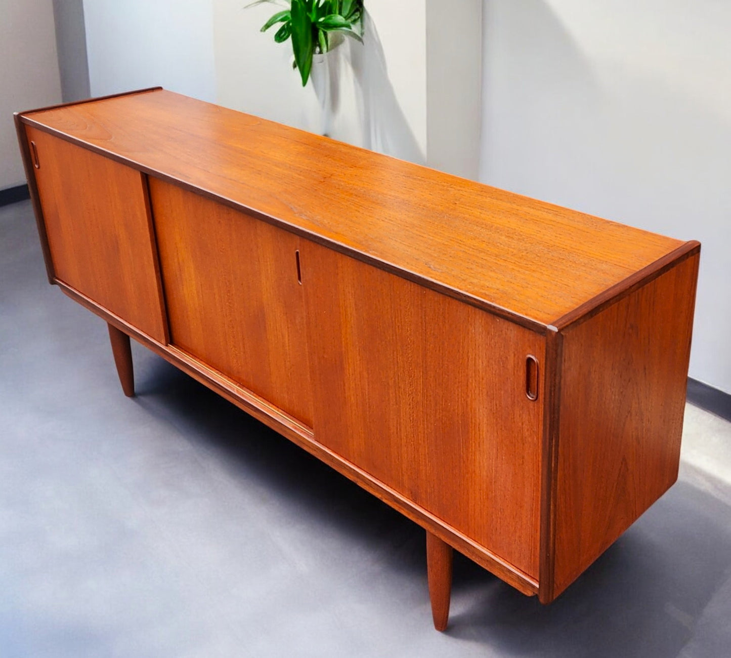 REFINISHED Danish Mid Century Modern Teak Sideboard by Dyrlund 71.25" Narrow