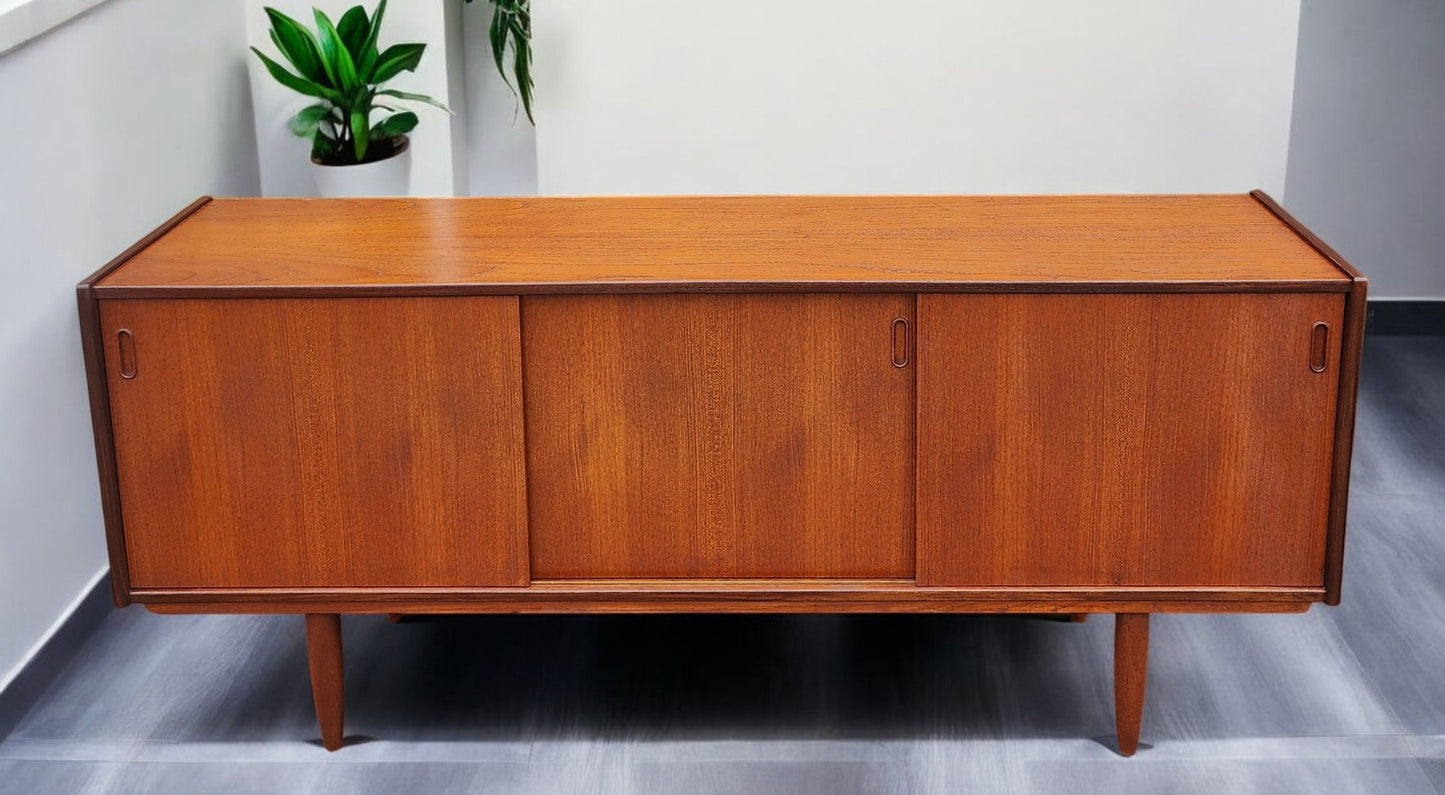 REFINISHED Danish Mid Century Modern Teak Sideboard by Dyrlund 71.25" Narrow