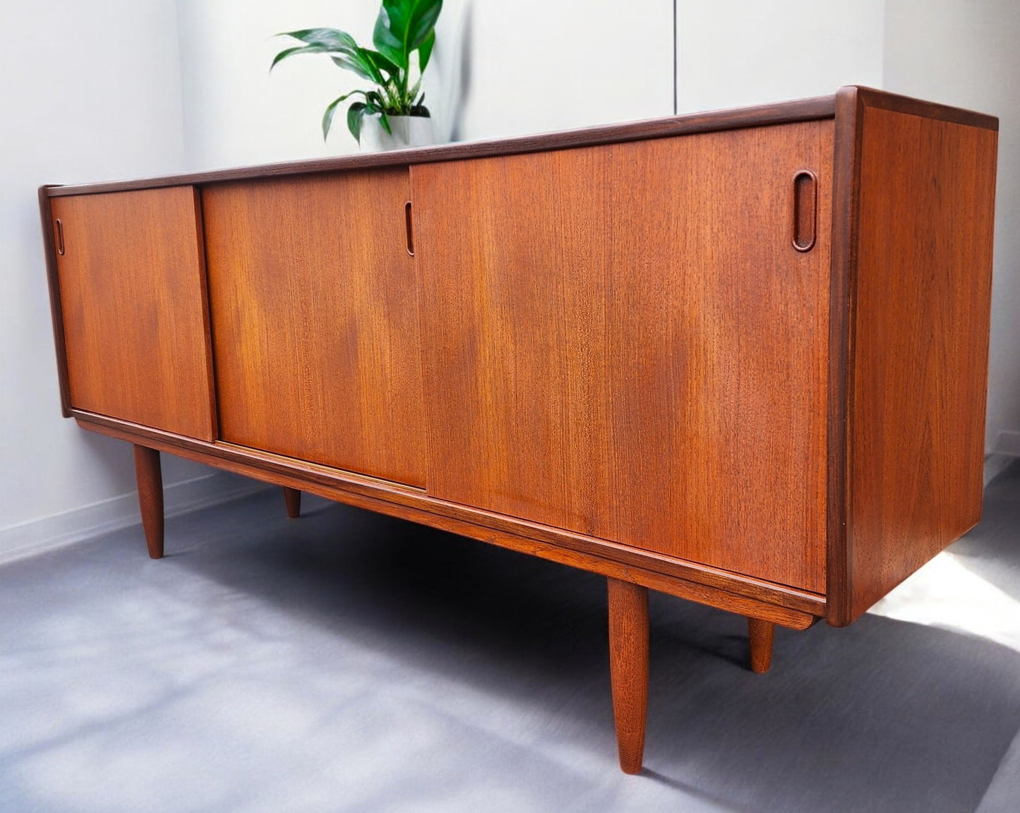 REFINISHED Danish Mid Century Modern Teak Sideboard by Dyrlund 71.25" Narrow