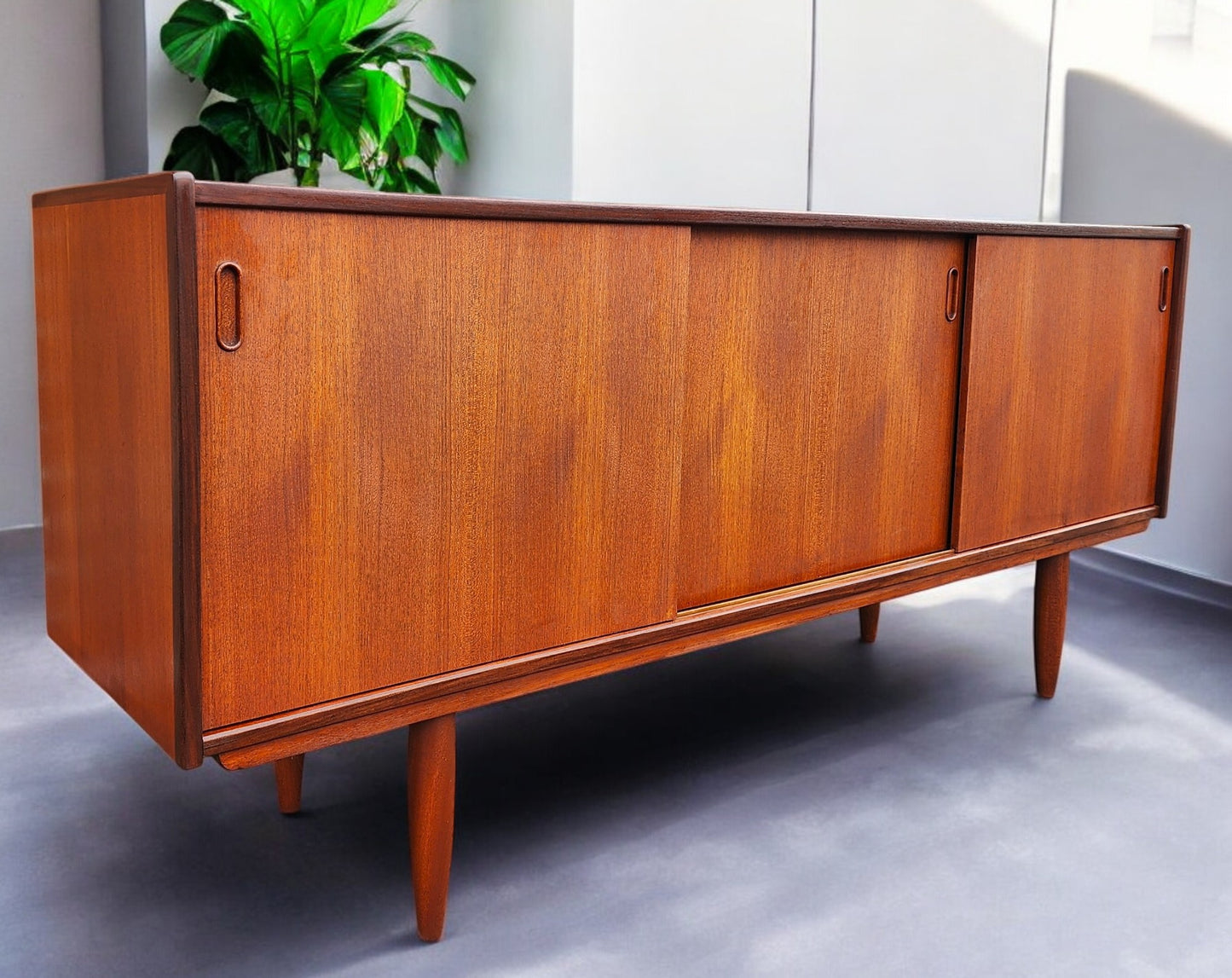 REFINISHED Danish Mid Century Modern Teak Sideboard by Dyrlund 71.25" Narrow