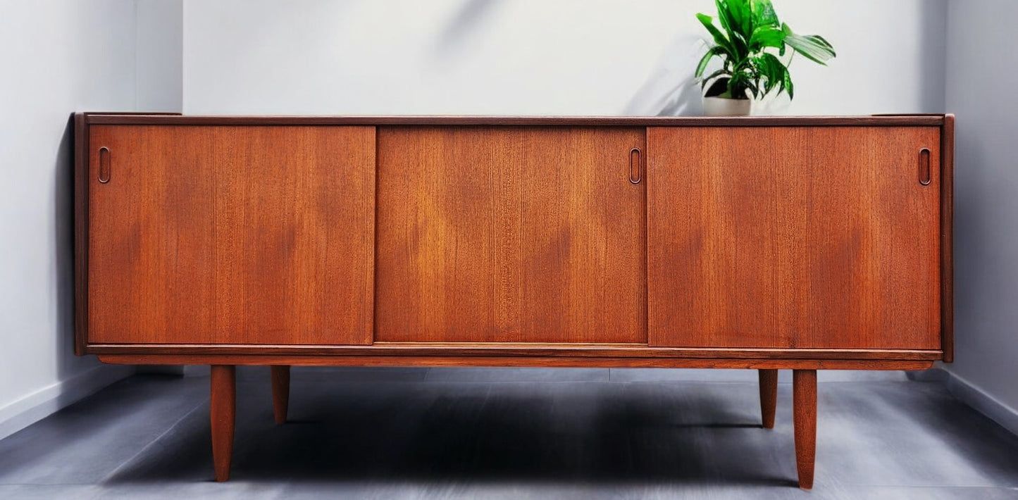 REFINISHED Danish Mid Century Modern Teak Sideboard by Dyrlund 71.25" Narrow