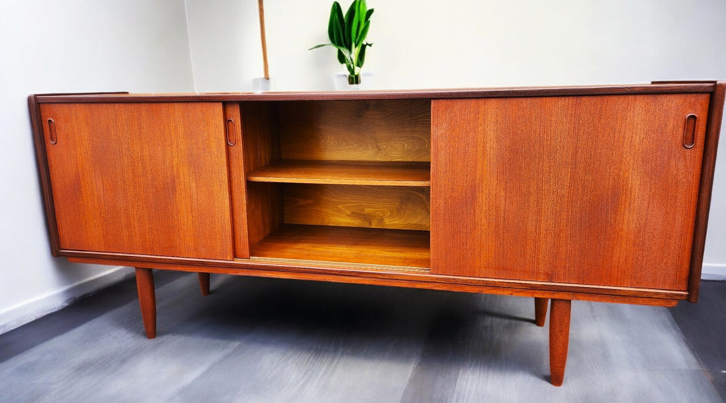 REFINISHED Danish Mid Century Modern Teak Sideboard by Dyrlund 71.25" Narrow