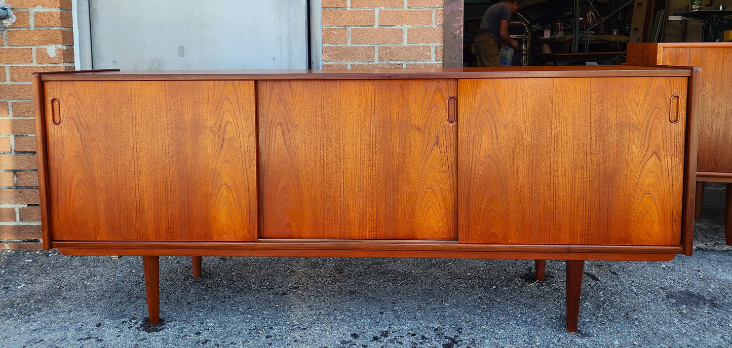 REFINISHED Danish Mid Century Modern Teak Sideboard by Dyrlund Narrow 71"