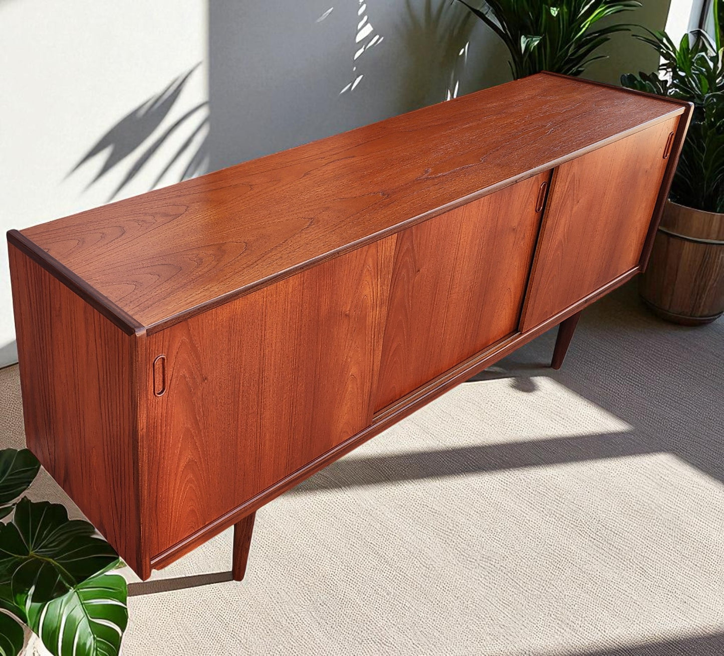 REFINISHED Danish Mid Century Modern Teak Sideboard by Dyrlund Narrow 71"