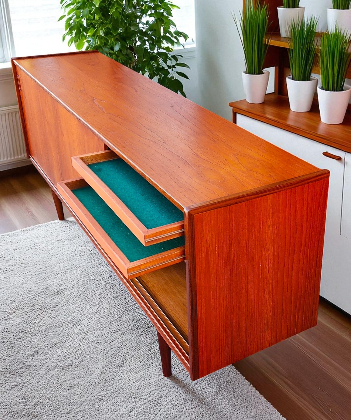 REFINISHED Danish Mid Century Modern Teak Sideboard by Dyrlund Narrow 71"
