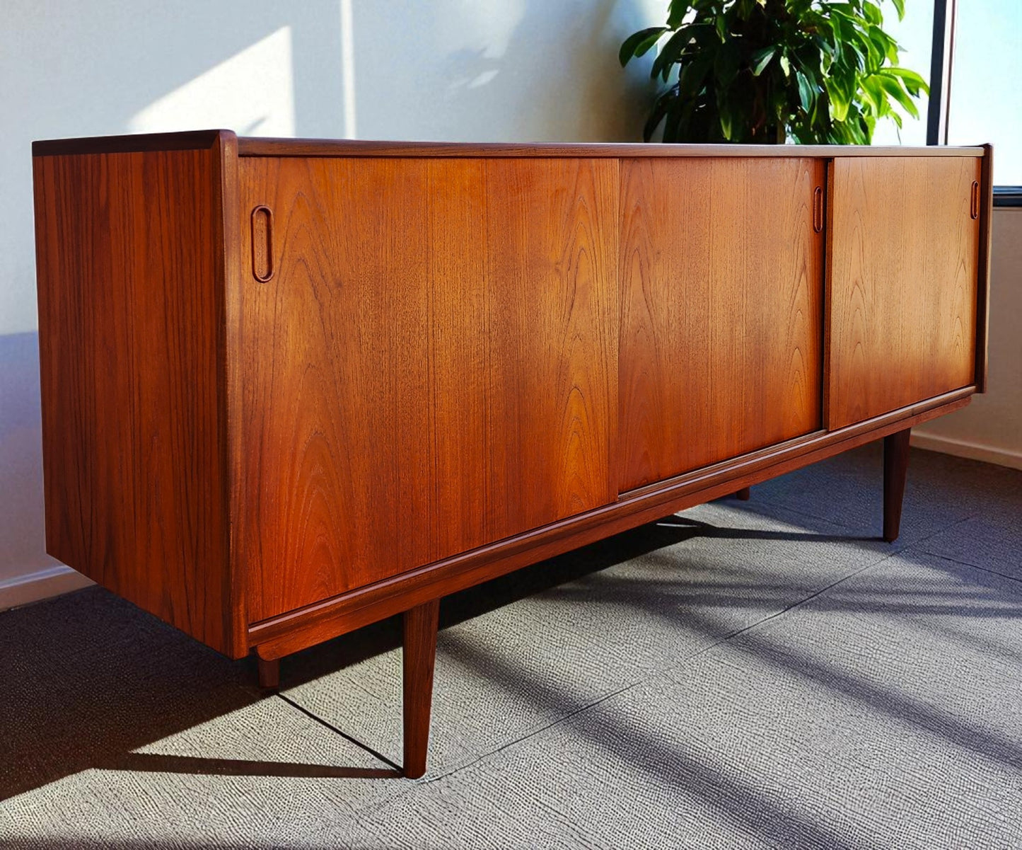 REFINISHED Danish Mid Century Modern Teak Sideboard by Dyrlund Narrow 71"