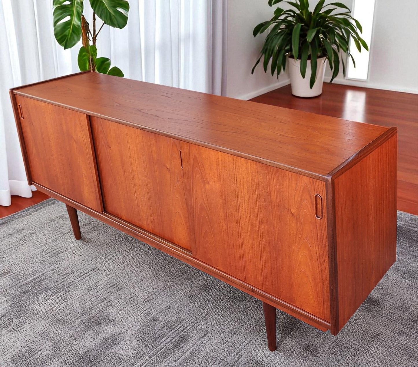 REFINISHED Danish Mid Century Modern Teak Sideboard by Dyrlund Narrow 71"