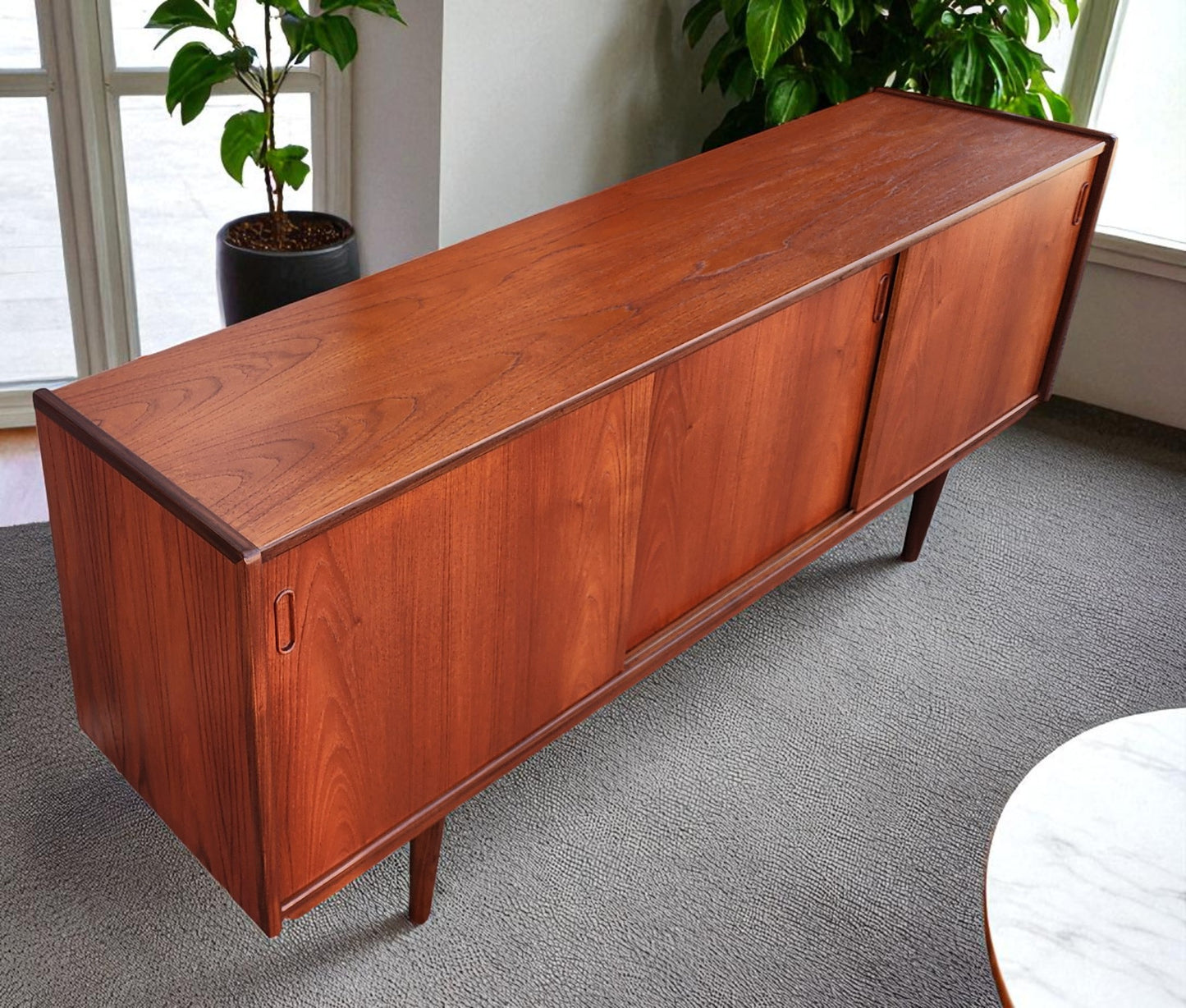 REFINISHED Danish Mid Century Modern Teak Sideboard by Dyrlund Narrow 71"