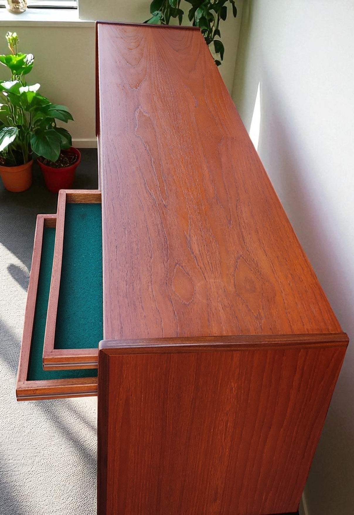 REFINISHED Danish Mid Century Modern Teak Sideboard by Dyrlund Narrow 71"