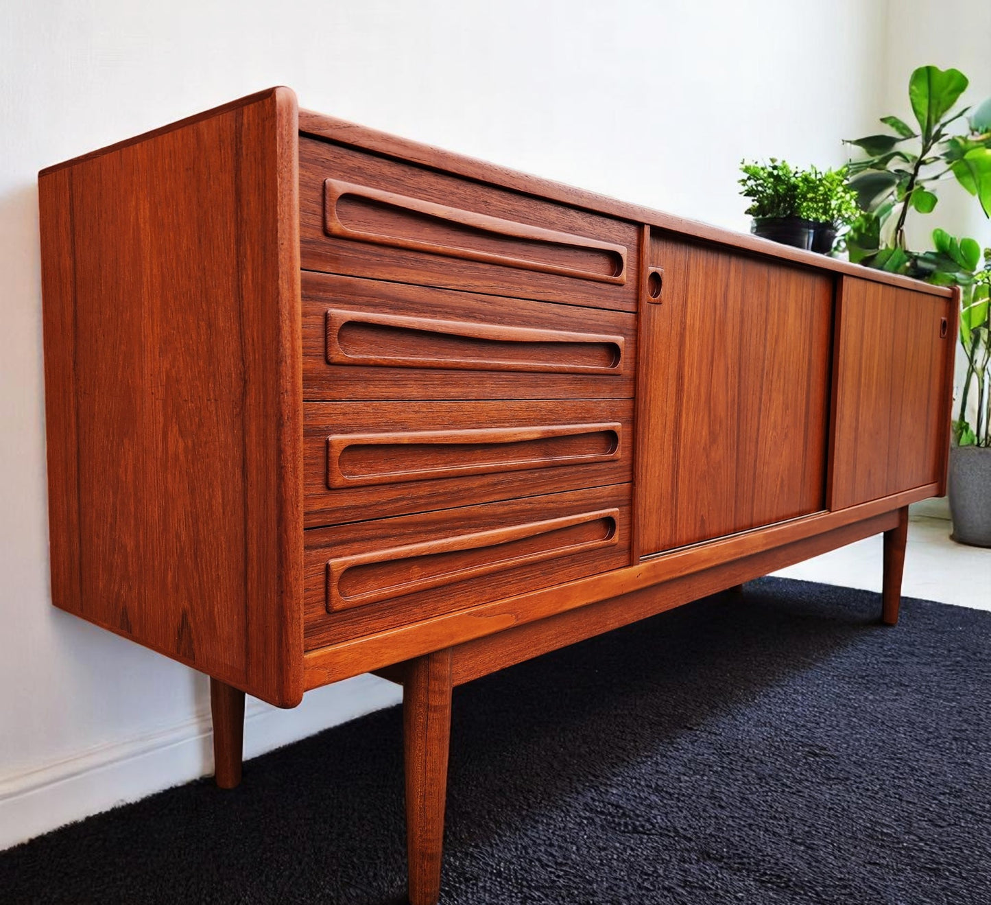 REFINISHED Danish MCM Teak Sideboard by Johannes Andersen for Uldum 79"