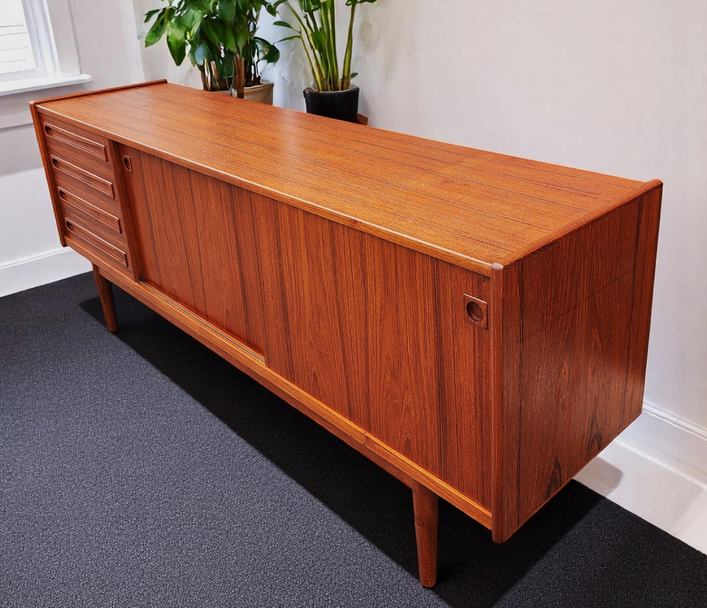 REFINISHED Danish MCM Teak Sideboard by Johannes Andersen for Uldum 79"