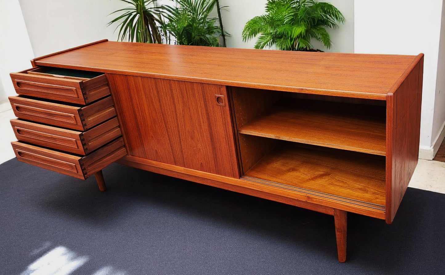 REFINISHED Danish MCM Teak Sideboard by Johannes Andersen for Uldum 79"