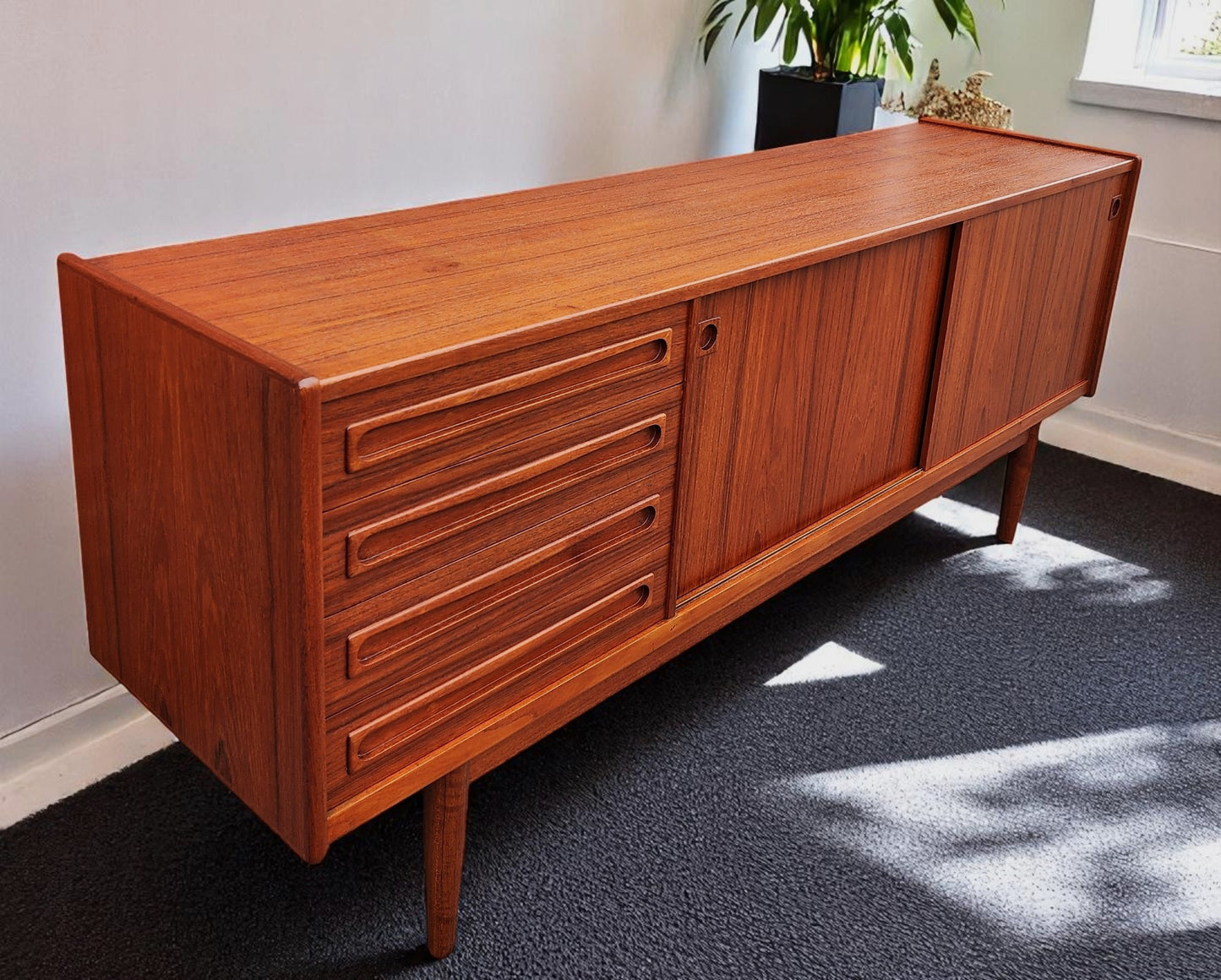 REFINISHED Danish MCM Teak Sideboard by Johannes Andersen for Uldum 79"