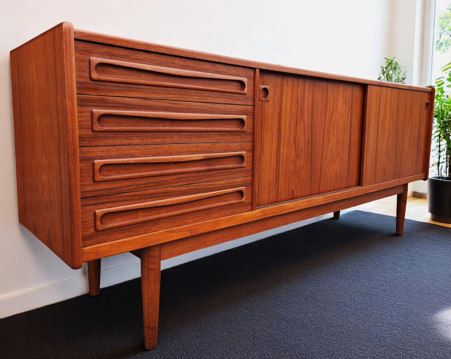 REFINISHED Danish MCM Teak Sideboard by Johannes Andersen for Uldum 79"